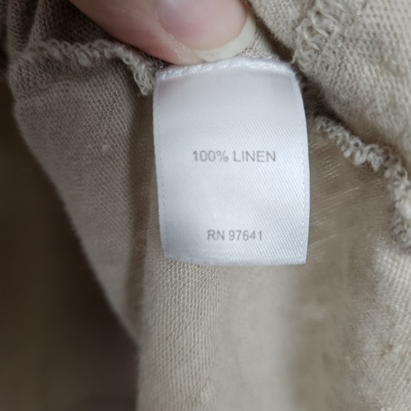 J Jill Love Linen Top Size L Round Neck Short Sleeve Slub Knit Beige Tan - Picture 8 of 10